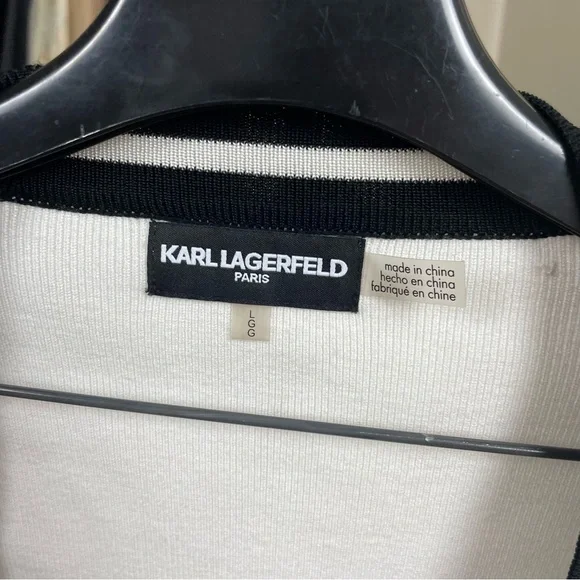 Karl Lagerfeld Black and White Knit Top - Picture 2 of 4